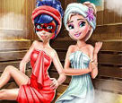 Uğurböceği ve Elsa Sauna Keyfi